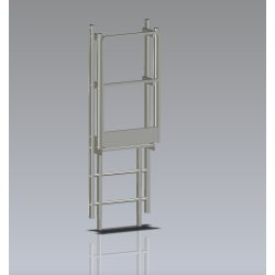 Sortie de passage acrotère avec portillon et marche palière étroite 560 : accès sécurisé pour zones étroites.