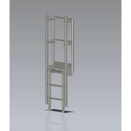 Sortie de passage acrotère avec portillon et marche palière étroite 560 : accès sécurisé pour zones étroites.