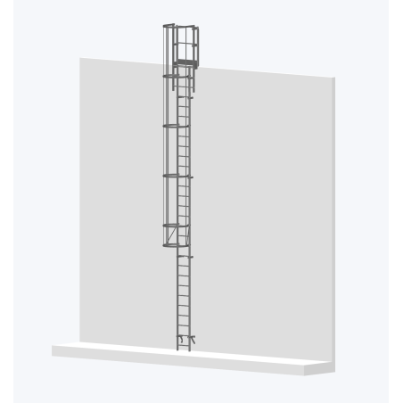 Echelle à crinoline 8000mm avec sortie large 770mm - solution d'accès vertical sécurisé.