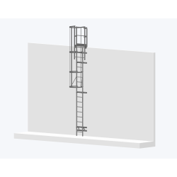 Echelle à crinoline 5000mm - Fixation bardage avec sortie large 770mm