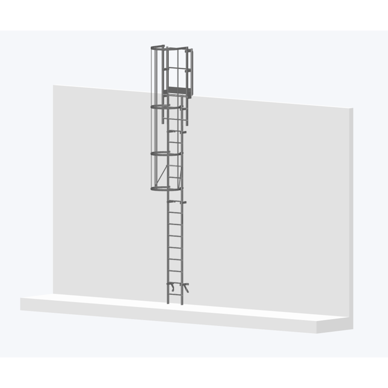 Echelle à crinoline 5000mm avec sortie large 770mm.