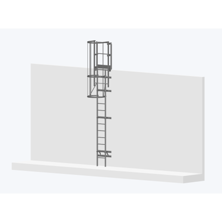 Echelle à crinoline 4000mm - Fixation bardage avec sortie large 770mm.