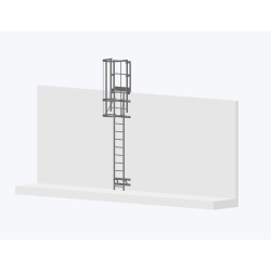 Echelle à crinoline 3500mm - Fixation bardage avec sortie large 770mm.