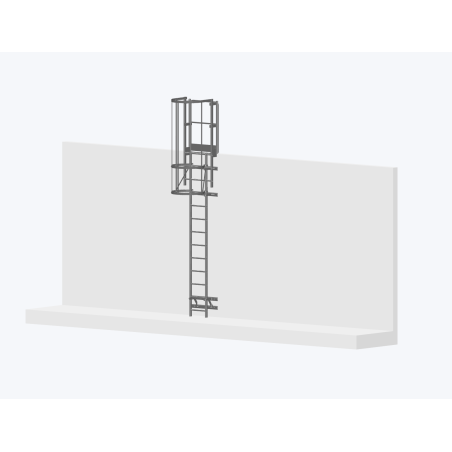 Echelle à crinoline 3500mm - Fixation bardage avec sortie large 770mm.