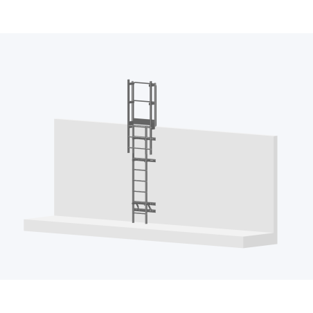 Echelle à crinoline 2500mm - Fixation bardage avec sortie large 770mm.