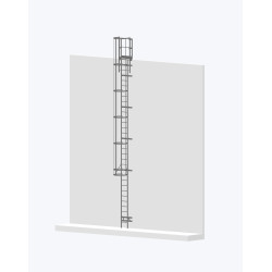 Echelle à crinoline 9000mm bardage avec sortie large 770mm _ conforme EN ISO 14122-4