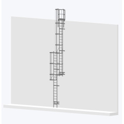 Echelle à crinoline 9000mm bardage avec la sortie large 770mm - conforme NF E85-016