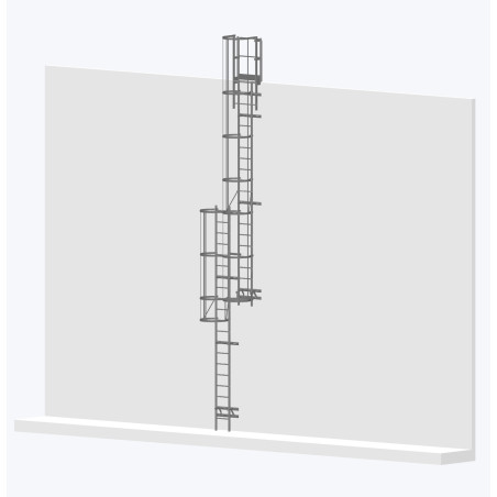 Echelle à crinoline 9000mm bardage avec la sortie large 770mm - conforme NF E85-016