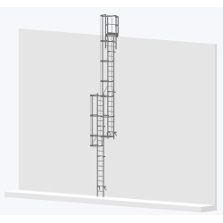 Echelle à crinoline 9000mm avec sortie large 770mm - accès sécurisé conforme NF E85-016
