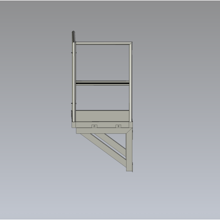 Palier P800xL700 avec garde-corps et console -plateforme d'accès compacte et sécurisée, idéale pour les espaces restreints.
