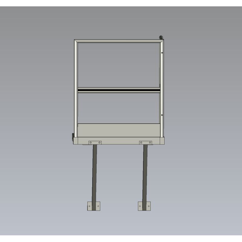 Palier P700xL1000 avec garde-corps et bracons - plateforme compacte pour accès sécurisé et changement de volée.