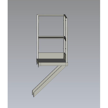 Palier P700xL1000 avec garde-corps et bracons - plateforme compacte pour accès sécurisé et changement de volée.